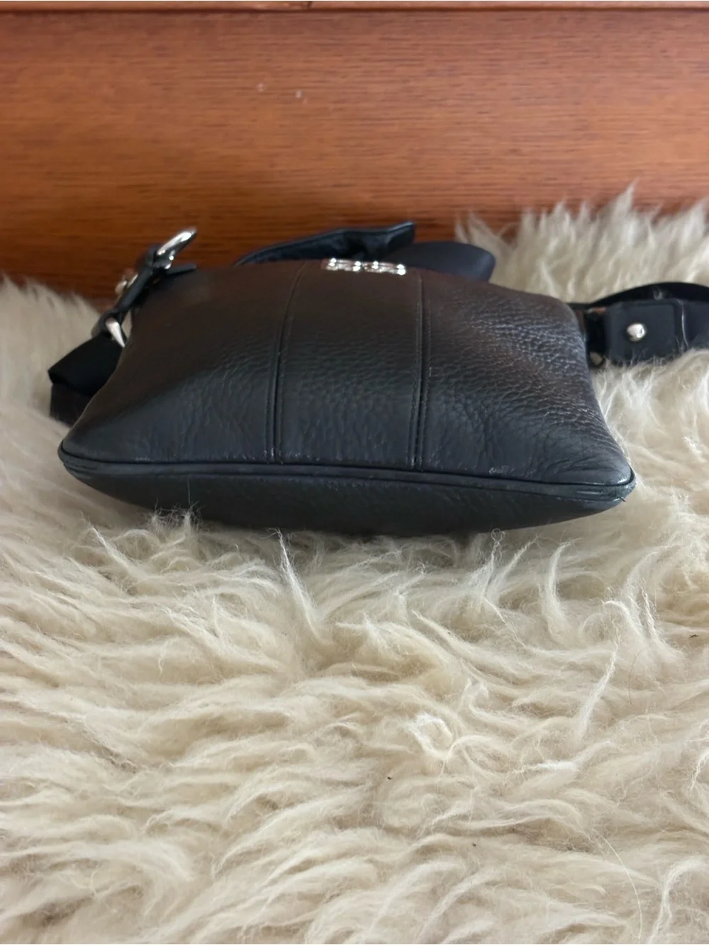 Coach Julia Black Pebbled Leather Crossbody Bag